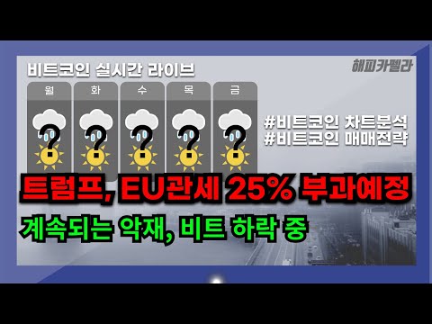 비트코인 실시간, 트럼프, EU에 관세 25% 부과 예정! 계속 하락되는 비트.. 2/27 아침💎#비트코인 #비트코인실시간 #이더리움 #리플 #cryptocurrency #차트분석